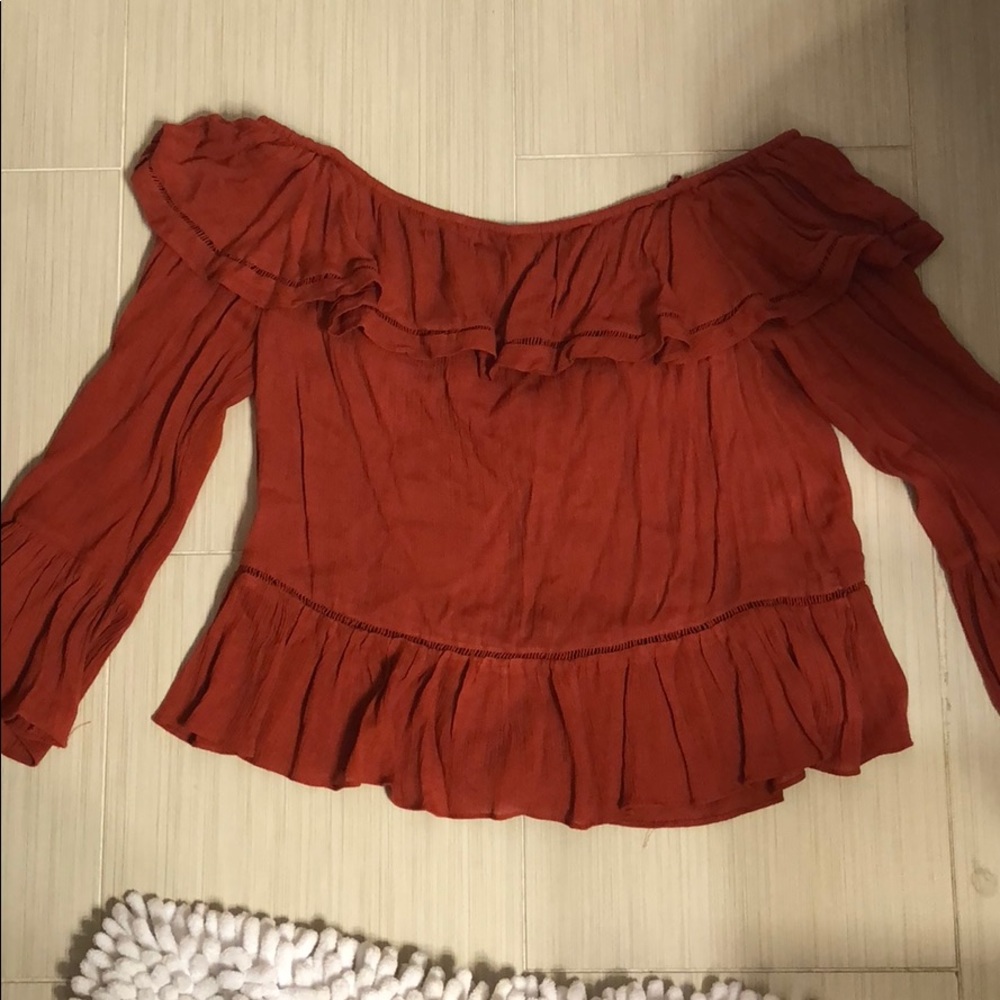 NEW OFF THE SHOULDER BURNT ORANGE SHIRT